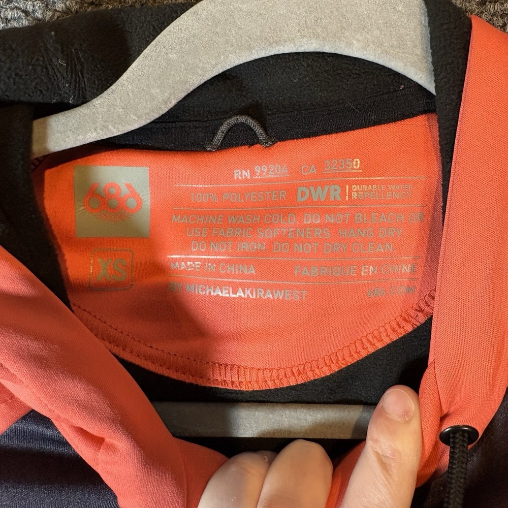 NWT 686 Bonded Fleece‎ Pullover Hoodie Coral Black Women's XS Water Repellent - Picture 6 of 16
